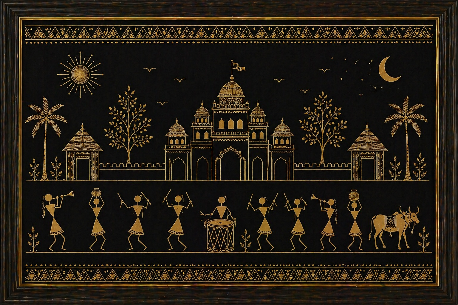 Luxury Black-Gold Warli