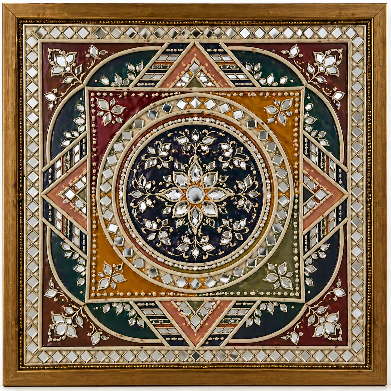 Decorative Floral Pattern Mirror Work