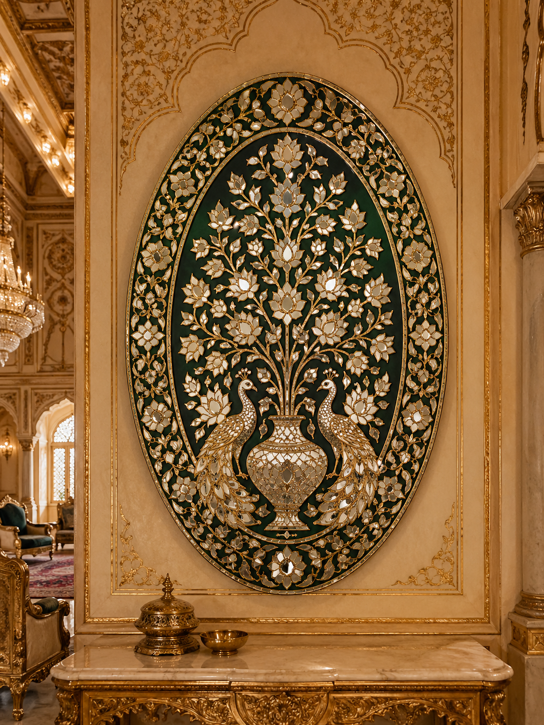 Ornate Rajasthani  Mirror Art with Tree of Life