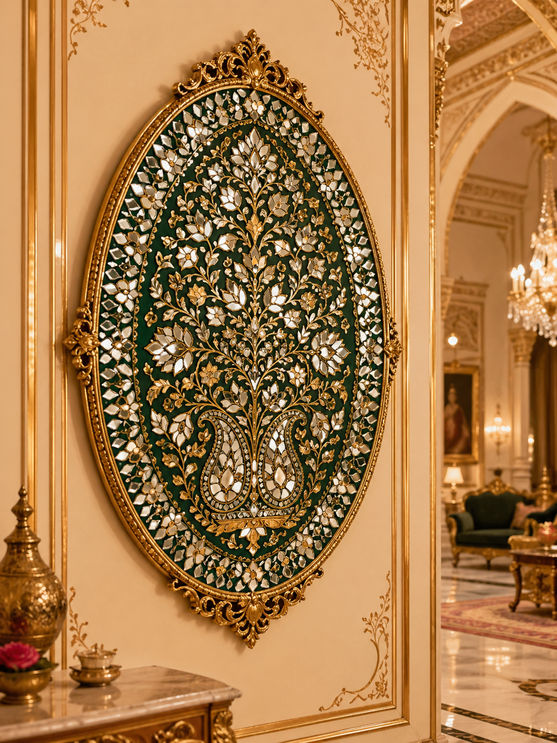 Ornate Rajasthani  Mirror Art with Tree of Life